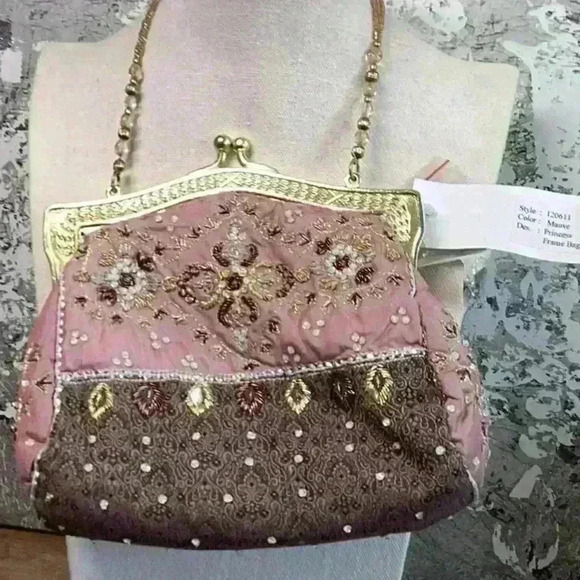 Vintage Sequin Embroidered Evening Clutch NWT Bag - Picture 3 of 6